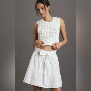 NWT! Anthropologie White Maeve Somerset Mini Skirt - Size XL 🎶